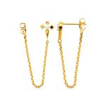 ZÉLORA – Boucles d’Oreilles Chaîne Plaqué Or 750 (3 MIC) & Zirconiums