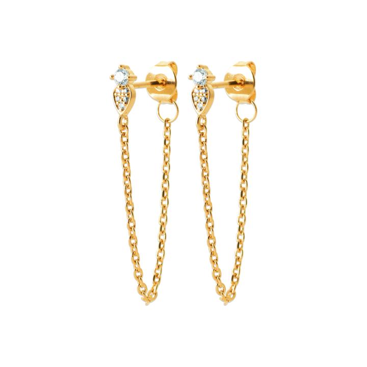 LYSÉRA – Boucles d’Oreilles Chaîne Plaqué Or 750 (3 MIC) & Zirconiums