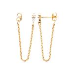 AVÉRIA – Boucles d’Oreilles Chaîne Plaqué Or 750 (3 MIC) & Zirconiums