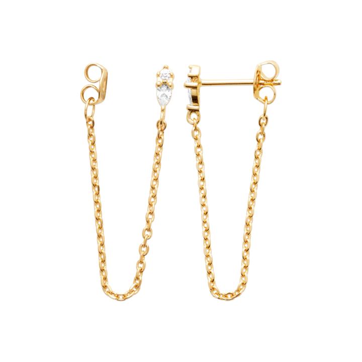 AVÉRIA – Boucles d’Oreilles Chaîne Plaqué Or 750 (3 MIC) & Zirconiums