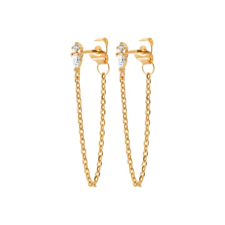 AVÉRIA – Boucles d’Oreilles Chaîne Plaqué Or 750 (3 MIC) & Zirconiums