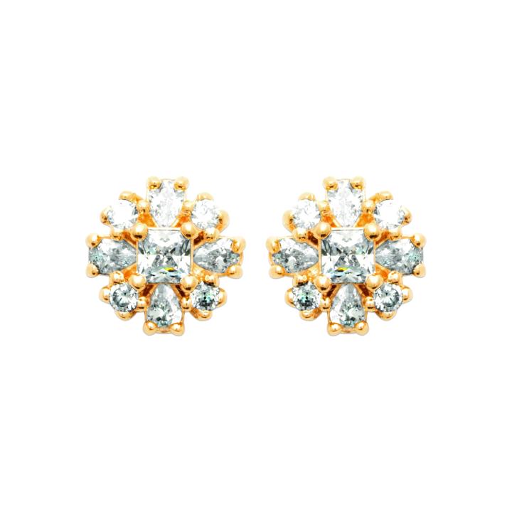 Boucles d’oreilles ÉLYSIA – Plaqué Or 750 (3 MIC) & Zirconiums