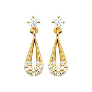 SÉLINA – Boucles d’Oreilles Plaqué Or 750 (3 MIC) & Zirconiums