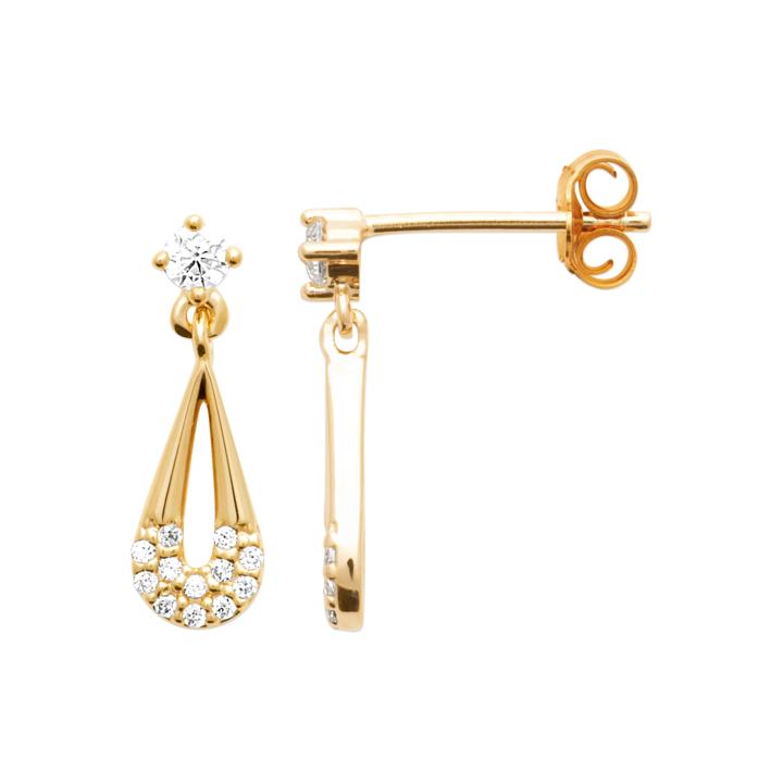 SÉLINA – Boucles d’Oreilles Plaqué Or 750 (3 MIC) & Zirconiums